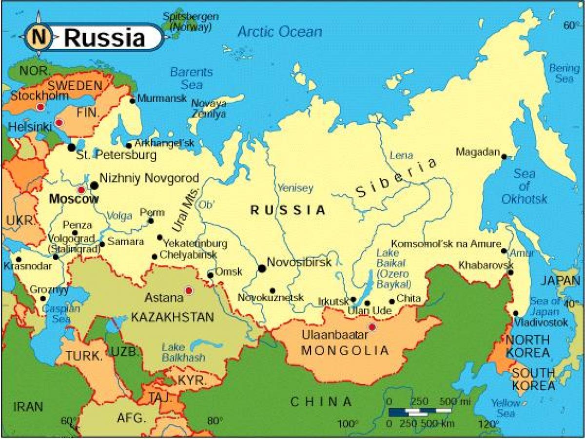 Rusland Kort Lande omkring Rusland kort   Kort over lande omkring Rusland  Rusland Kort