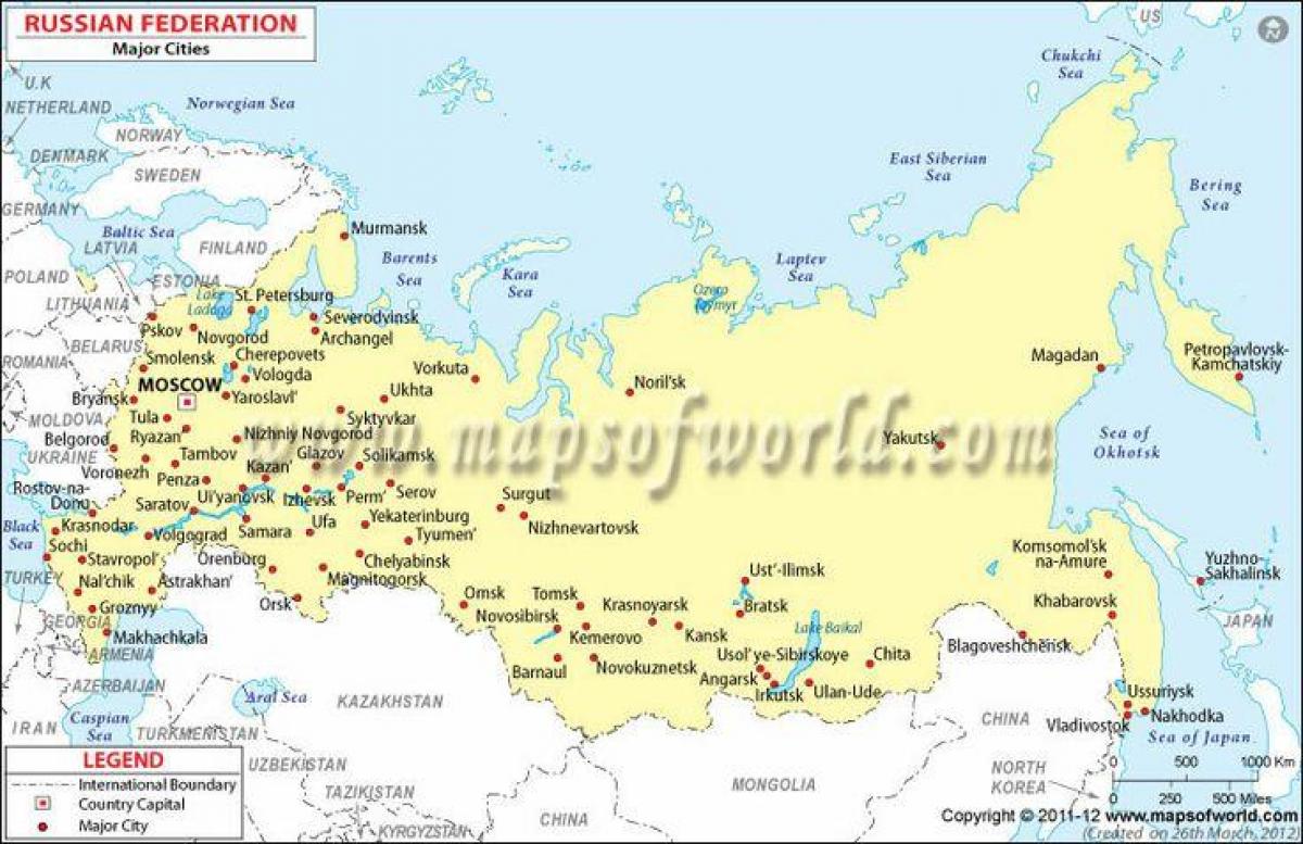 kort over Rusland og byer