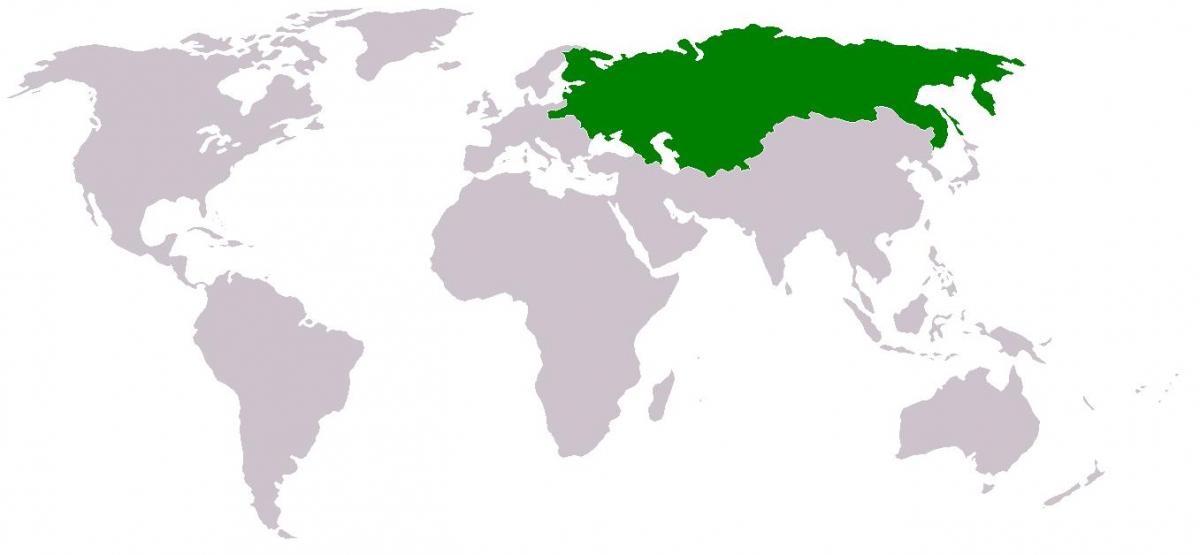 Rusland på et verdenskort